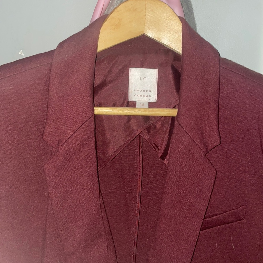 Lauren Conrad Maroon 3/4 sleeve blazer Sz 16 - Picture 3 of 4